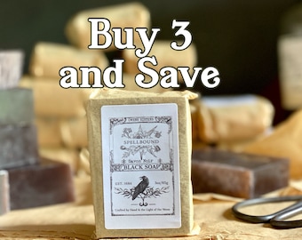 Practical Magic Black Soap (Set of 3), Handmade Botanical Beauty Bars