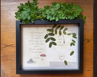 Practical Magic Quote Wall Decor, Pressed Leaves Art, Witchy Gift