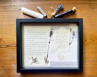 Letter to Gillian Practical Magic Wall Art Featuring Vintage Paper and Pressed Rosemary & Lavender - Magic Quote Decor