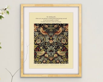 Impresión con cita de Magia Práctica - Arte mural floral de brujas (Descarga digital)