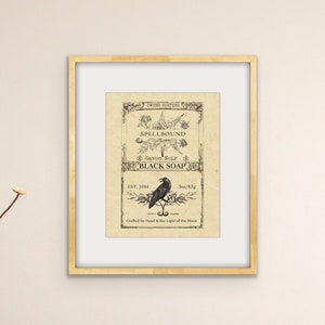 Practical Magic PRINTABLE Wall Decor, Owens Sister’s Black Soap Label, Vintage Art Print, DIGITAL,  Apothecary, Witchy Decor, DIY Project