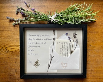 Sally Owens' Iconic Quote from Practical Magic Immortalized in Framed Art, Featuring Pressed Lavender. Handmade Decor with Vintage Charm.