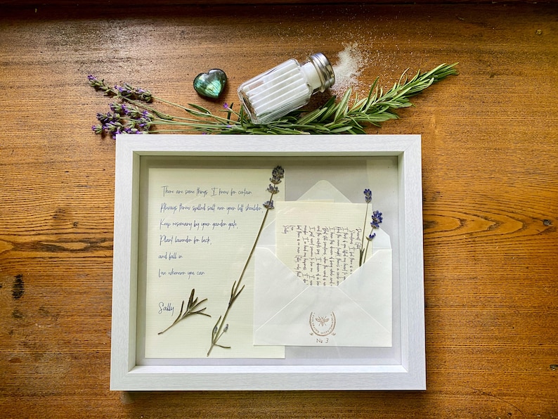 Sally Owens' Iconic Quote from Practical Magic Immortalized in Framed Art, Featuring Pressed Lavender. Handmade Decor with Vintage Charm.