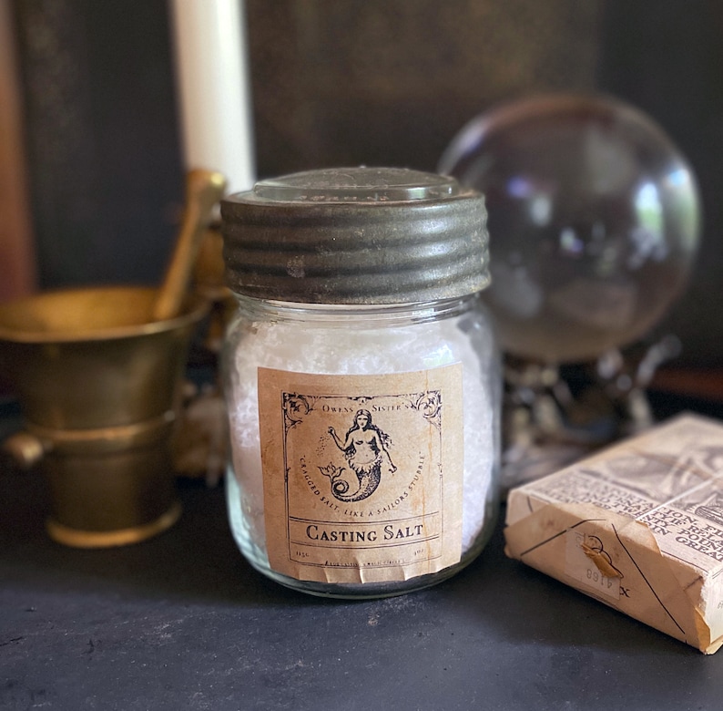 Practical Magic Apothecary Label Collection, A printable download for DIY potion bottles and jars. Witchy Vintage Decor labels for  casting salt.