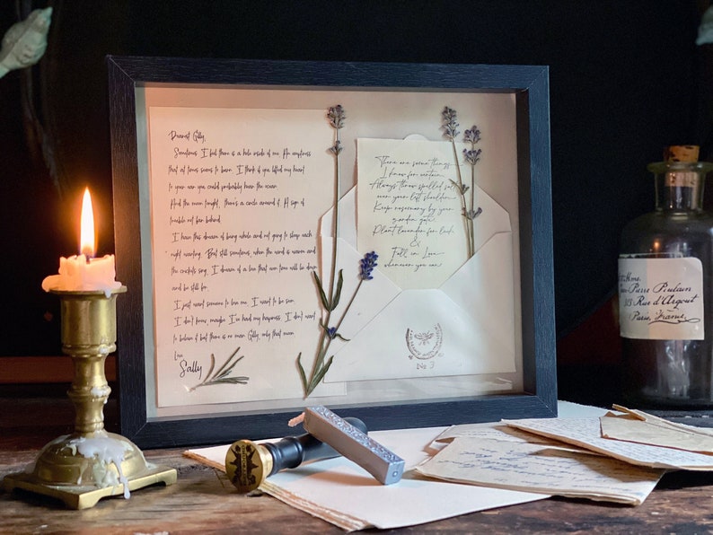 Letter to Gillian Practical Magic Wall Art Featuring Vintage Paper and Pressed Rosemary & Lavender - Magic Quote Decor