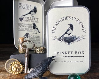 Fill Your Own- Magpie's Curiosity Trinket Box - Collect shiny things. Pocket tin for found objects, nature treasures, and oddities.