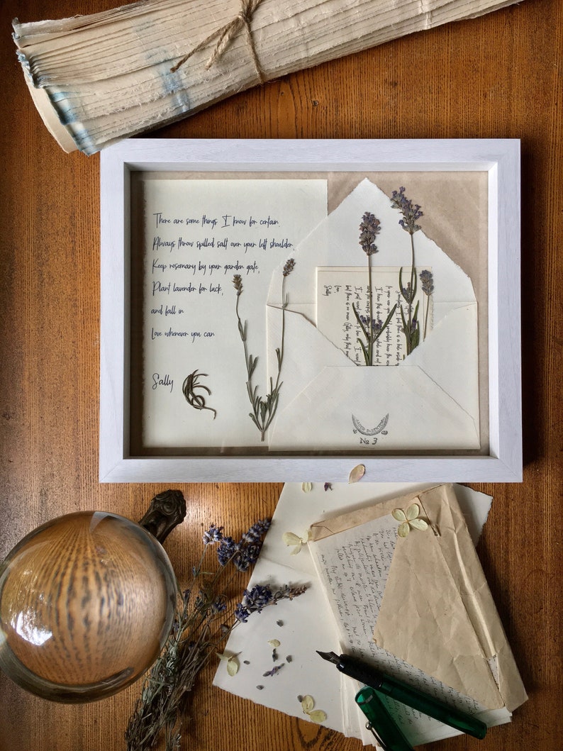 Sally Owens Iconic Quote from Practical Magic Immortalized in Framed Art, Featuring Pressed Lavender. Handmade Decor with Vintage Charm.