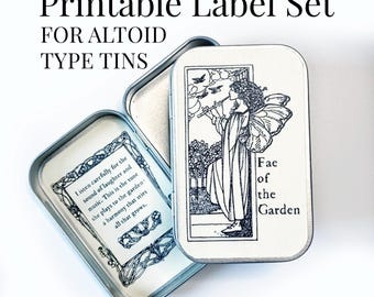 DIY Fae of the Garden Pocket Tin - Printable Fairy Label Set, For Altoid Type Tins