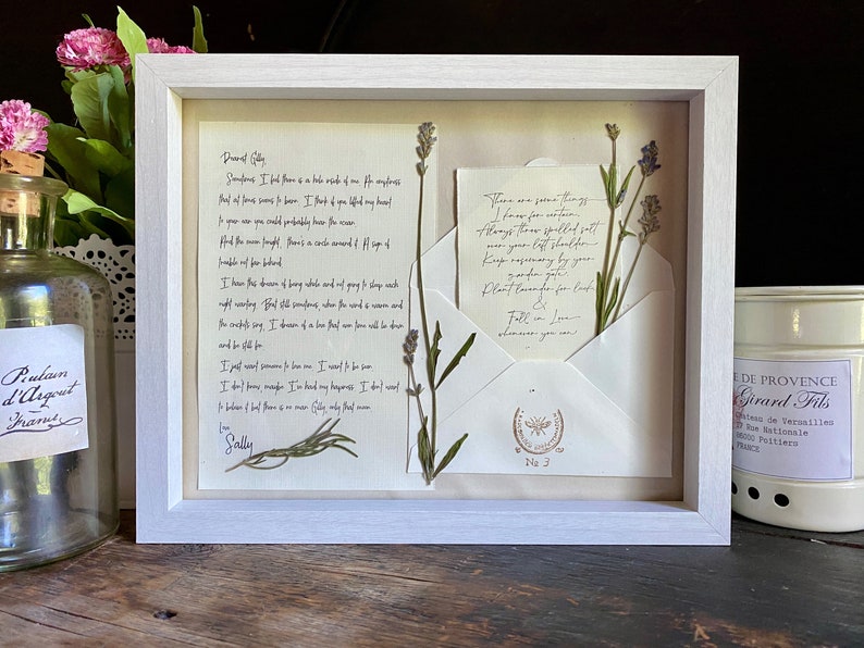 Letter to Gillian Practical Magic Wall Art Featuring Vintage Paper and Pressed Rosemary & Lavender - Magic Quote Decor