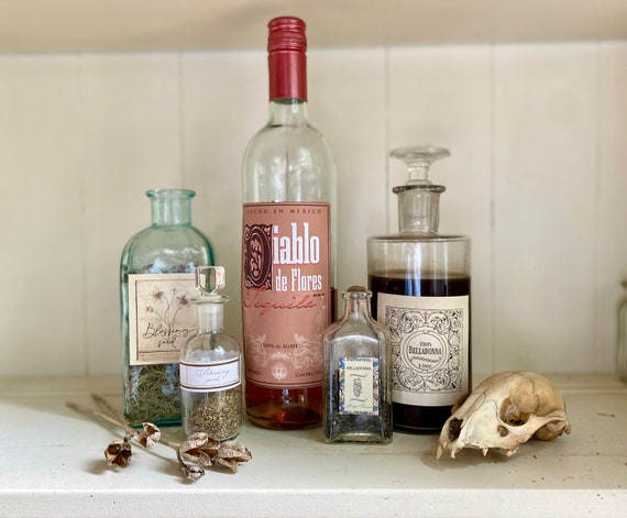 Witch Apothecary Label Collection, Vintage Potion Bottle, Tequila, Belladonna (Printable Download)