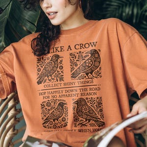 Nordic Folklore Botanical Crow T-Shirt | Corvid Tee - Be Like A Crow