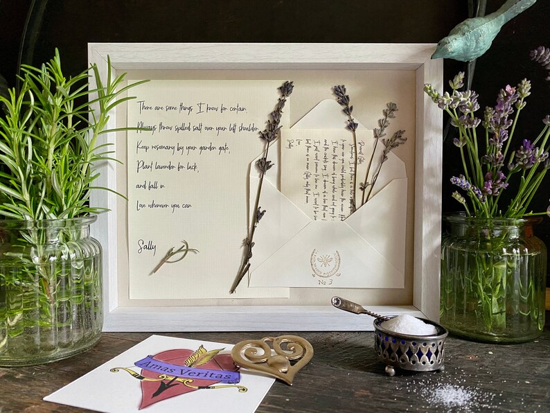 Sally Owens Iconic Quote from Practical Magic Immortalized in Framed Art, Featuring Pressed Lavender. Handmade Decor with Vintage Charm.