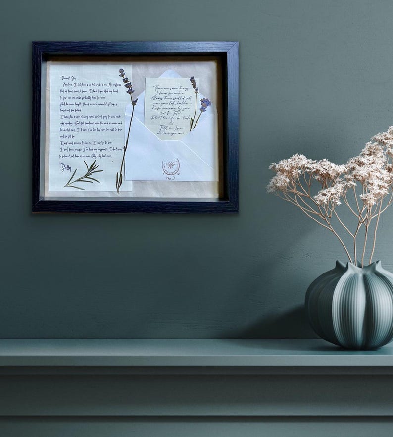 Letter to Gillian Practical Magic Wall Art Featuring Vintage Paper and Pressed Rosemary & Lavender - Magic Quote Decor