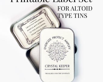 DIY Crystal Keeper Pocket Tin - Printable Label Set, For Altoid Type Tins