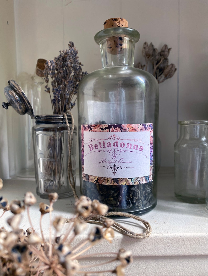 Practical Magic Apothecary Label Collection, A printable download for DIY potion bottles and jars. Witchy Vintage Decor labels for belladonna