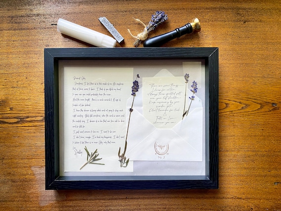 Practical Magic Letter Art | Sally Owens Letter Replica | Pressed Lavender & Rosemary Shadow Box | Witchy Movie Inspired Gift