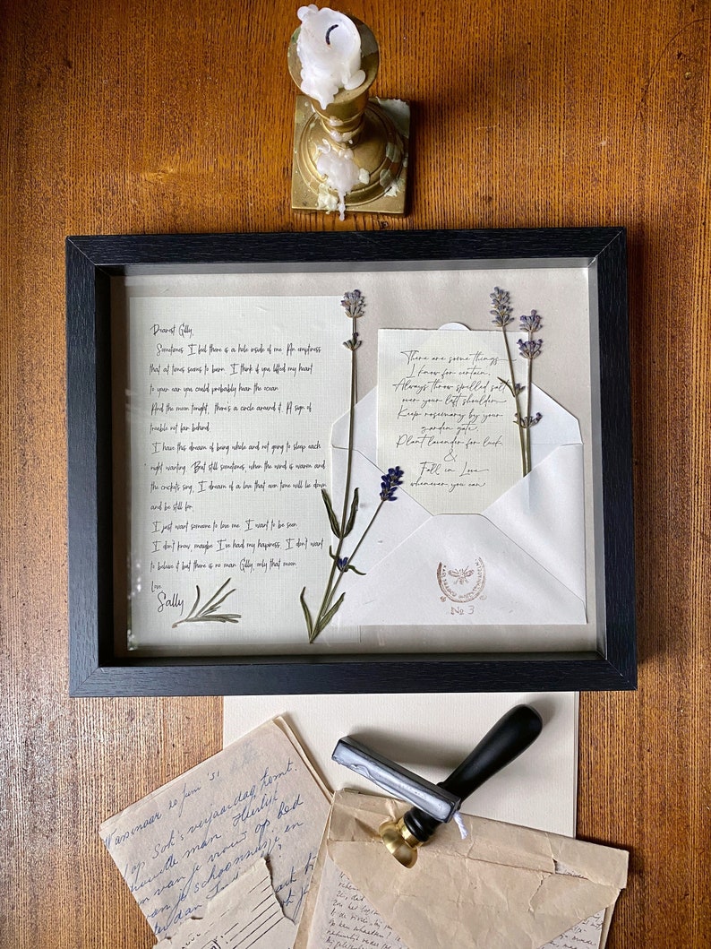 Letter to Gillian Practical Magic Wall Art Featuring Vintage Paper and Pressed Rosemary & Lavender - Magic Quote Decor