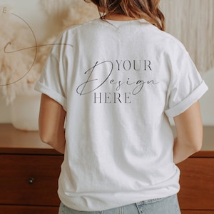 Backside White Gildan 5000 Mockup, T-shirt Mockup, Model Mockup, Back of White Gildan Tshirt