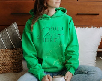 Irish Green Gildan 18500 Mockup, Irish Green Gildan Sweatshirt Mockup, Gildan Hoodie Mockup, Irish Green Sweatshirt Mockup