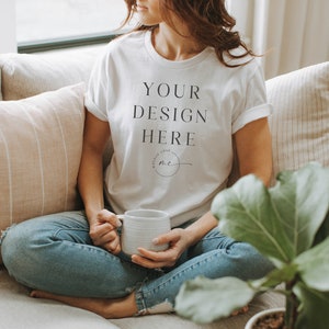 White Bella Canvas 3001 Mockup | Bella Canvas 3001 | Tshirt Mockup | Lifestyle shirt Mockup