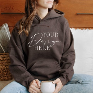Dark Chocolate Gildan 18500 Mockup, Dark Chocolate Gildan Sweatshirt Mockup, Gildan Hoodie Mockup, Brown Sweatshirt Mockup
