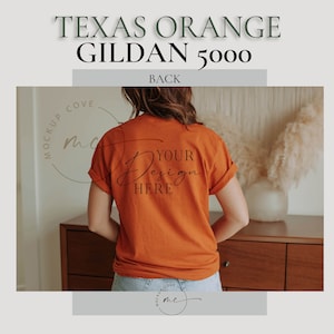 Texas Orange Backside Gildan 5000 Mockup, Gildan 5000 shirt mockup, digital file mockup, Lifestyle Shirt Model Mockup
