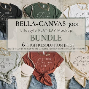 Mockup de camiseta Bella Canvas 3001 Pacote de mockup de camiseta, pacote de mockup de camiseta Flat Lay, mockup de camisetas de cor neutra, imagem vertical, mock POD