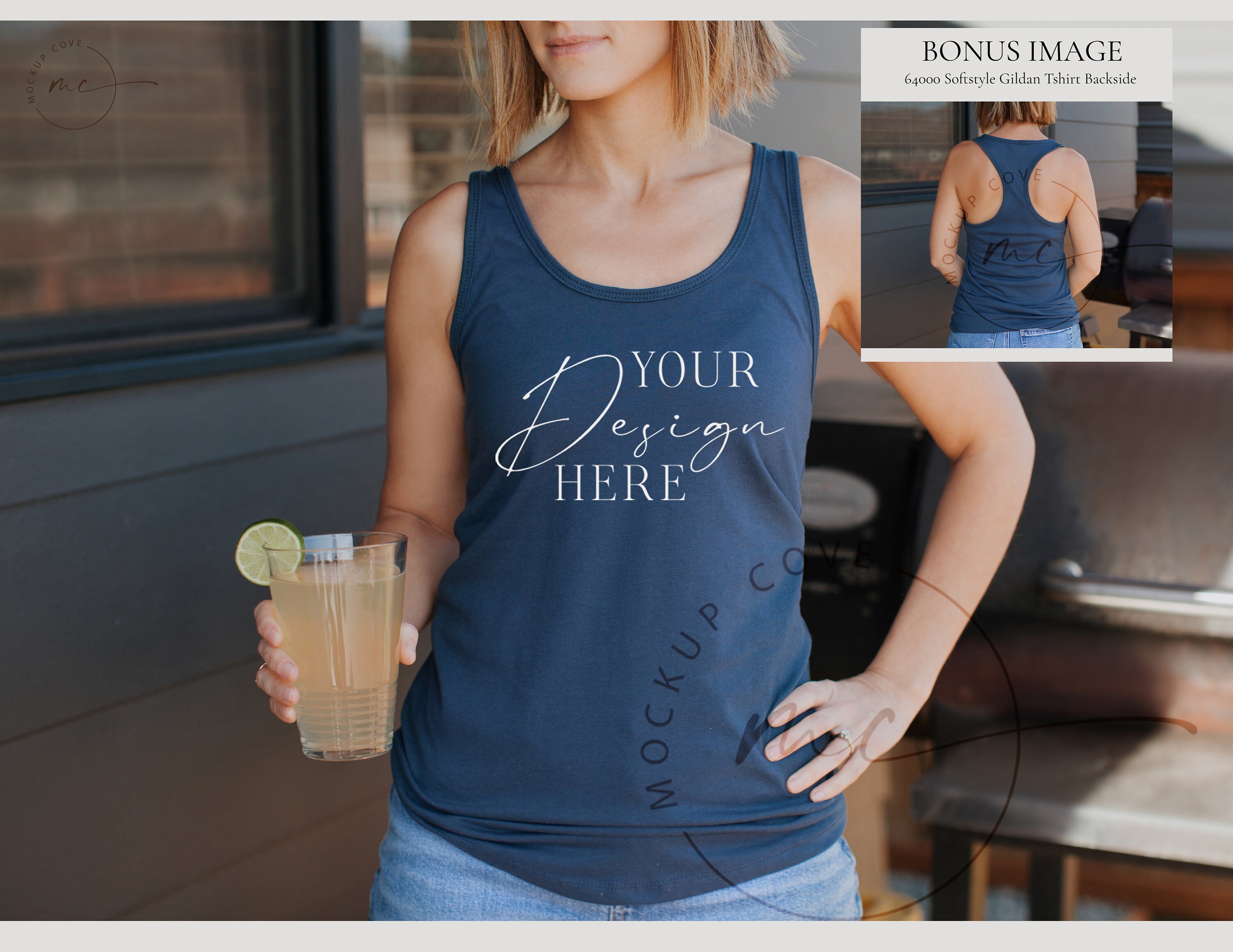 Next Level Ladies' Ideal Racerback Tank – Lightweight Cotton Blend, V-Neck, Comfy Casual Top (Color: Indigo, Size M) - View #4