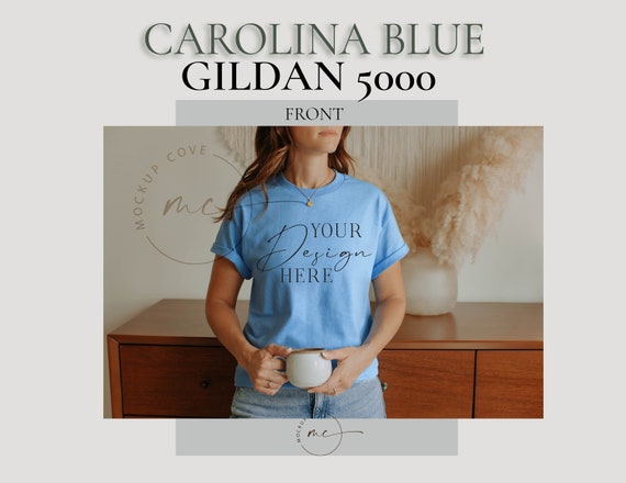 Carolina Blue Frontside Gildan 5000 Mockup Gildan 5000 Shirt