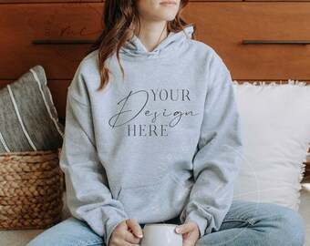 Sport Grey Gildan 18500 Mockup, Sport Grey Gildan Sweatshirt Mockup, Gildan Hoodie Mockup, Sport Grey Sweatshirt Mockup