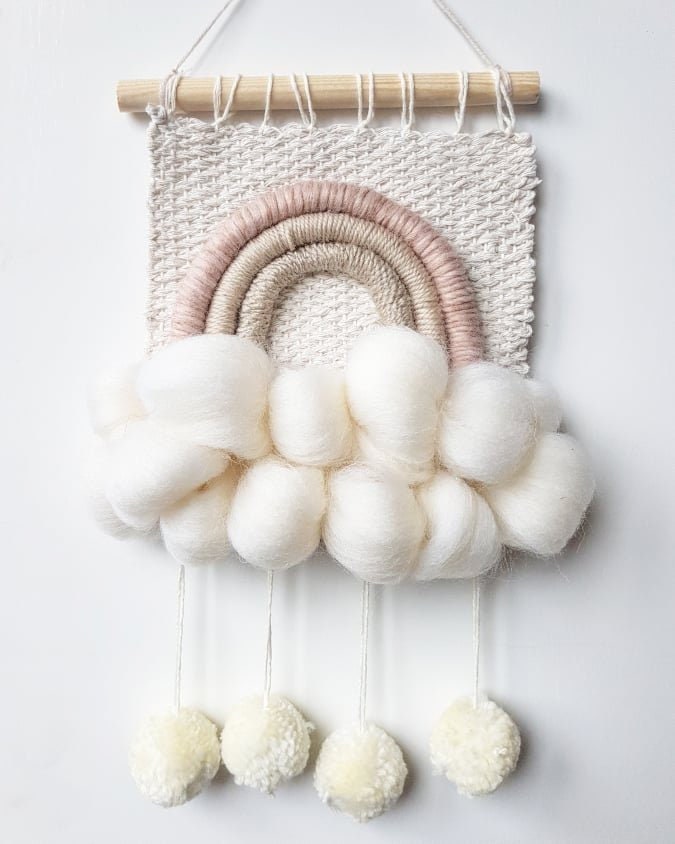 Pompon Arc-En-Ciel Arc-Enfilé Wallhanging Décor Mural