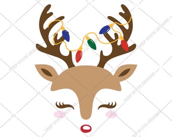 Reindeer face svg, reindeer unicorn, reindeer christmas svg, christmas svg, unicorn christmas svg, cricut