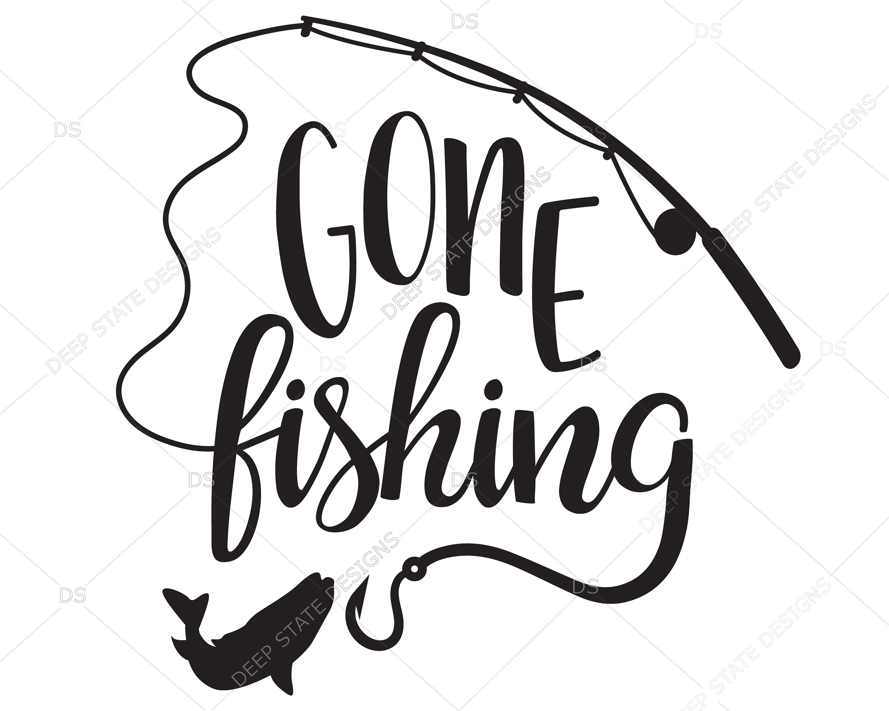 Gone Fishing svg, fishing svg, Fishing Cilpart Vector for Silhouette Cricut  Cutting Machine Design Download