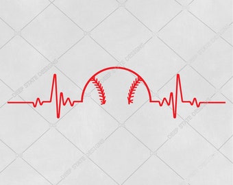 baseball svg di battito cardiaco, battito cardiaco svg, softball svg, cricut tagliare file, file di cameo, baseball camicia svg