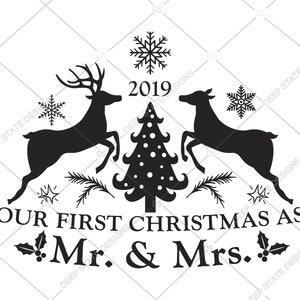 Our first christmas as Mr and Mrs svg, christmas 2019 svg, Just Married svg, cutfile for cricut and silhouette cameo