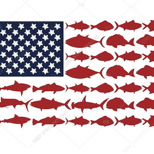 American Flag Fish svg, 4 juillet svg, svg memorial day, fish svg, drapeau américain coupé fichier, cricut, silhouette cameo