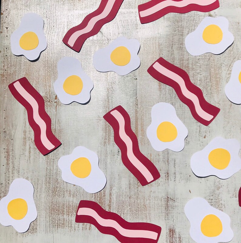 Bacon And Eggs Confetti Bacon And Eggs Decorations Sleepover Etsy