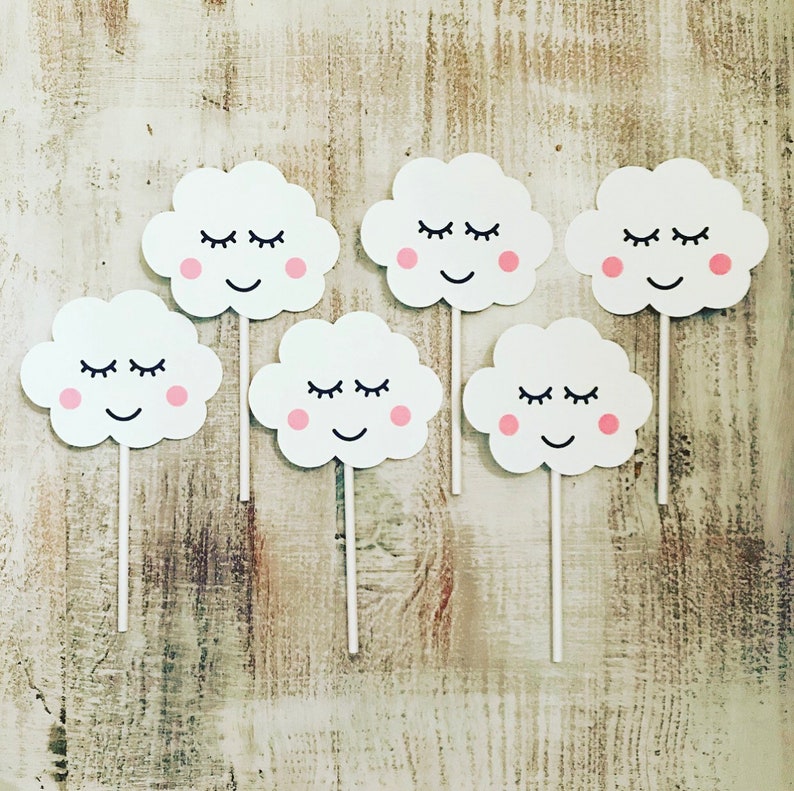 12 Cloud Cupcake Toppers-Rainbow Party decorations-Unicorn Birthday-Twinkle Twinkle party-Twinkle Twinkle Little Star babay shower