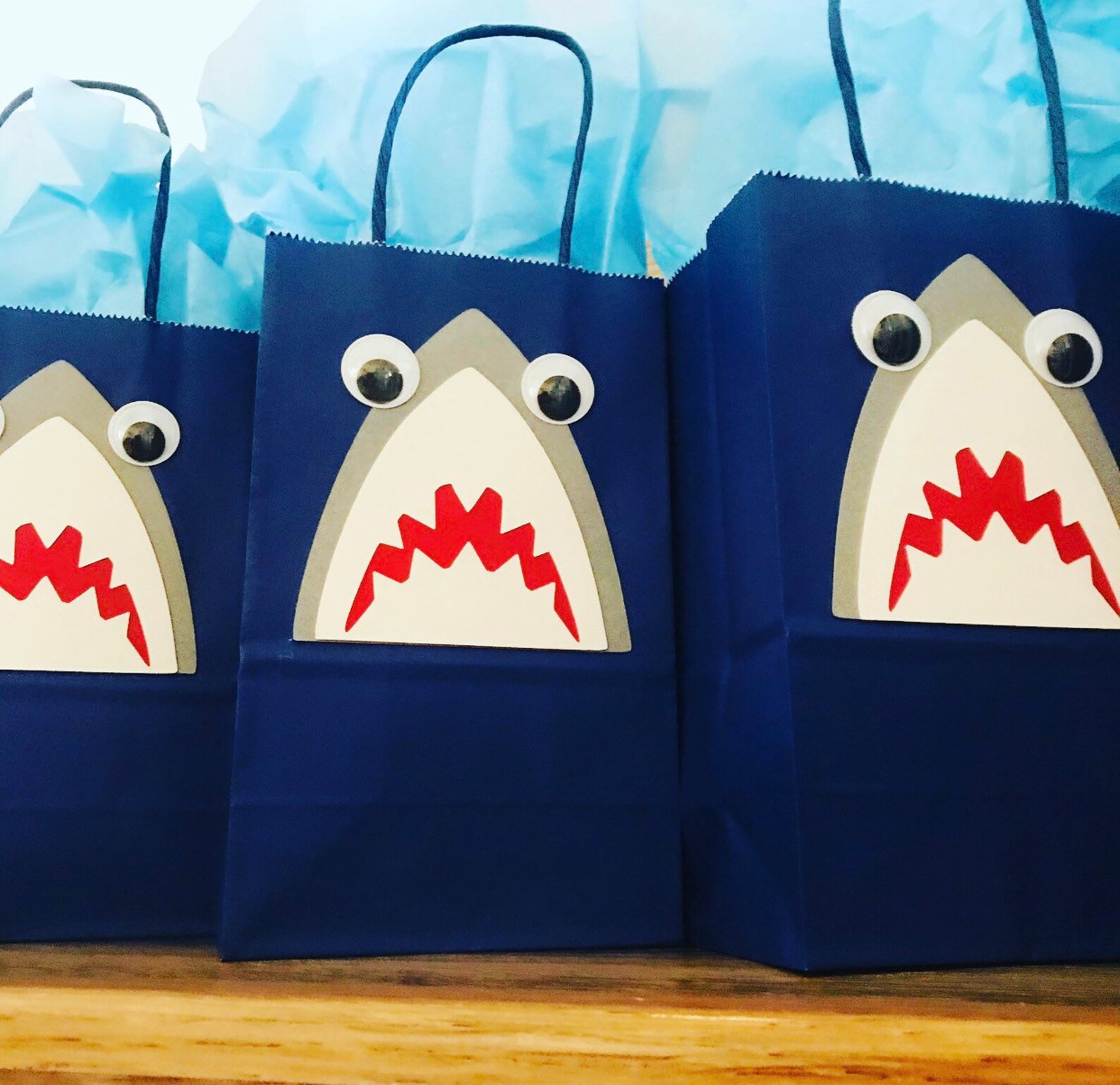 6 Shark Party Favor Bagsshark Birthdayshark Party Etsy