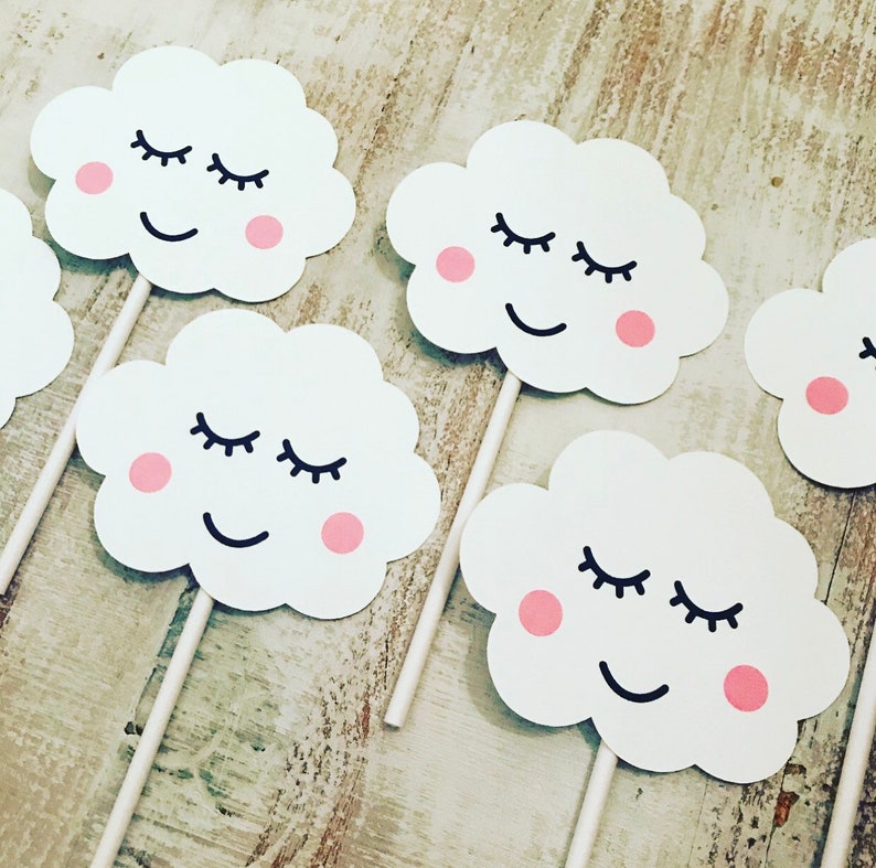 12 Cloud Cupcake Toppers-Rainbow Party decorations-Unicorn Birthday-Twinkle Twinkle party-Twinkle Twinkle Little Star babay shower