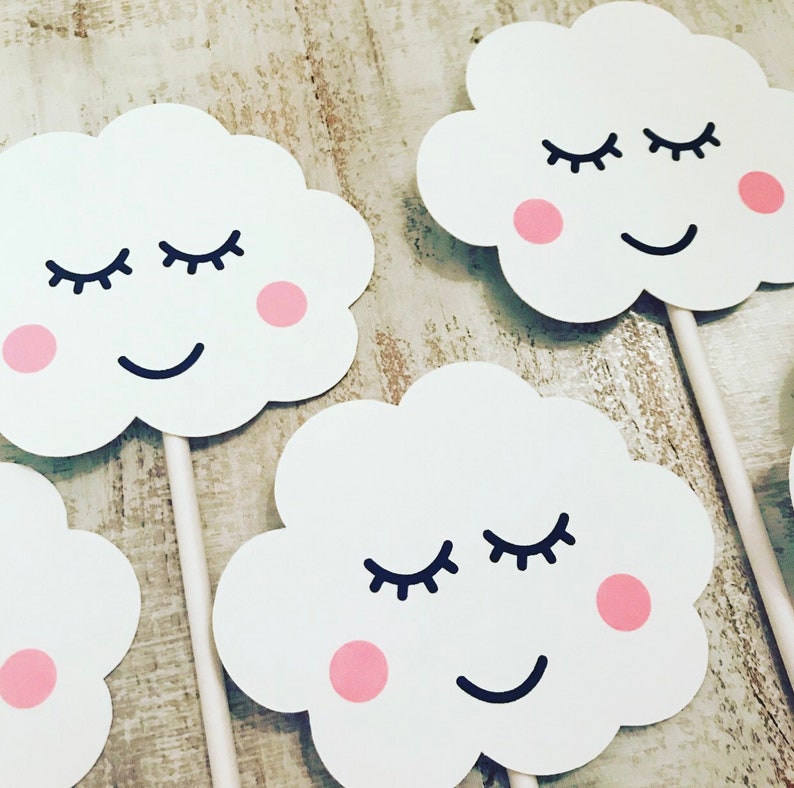 12 Cloud Cupcake Toppers-Rainbow Party decorations-Unicorn Birthday-Twinkle Twinkle party-Twinkle Twinkle Little Star babay shower