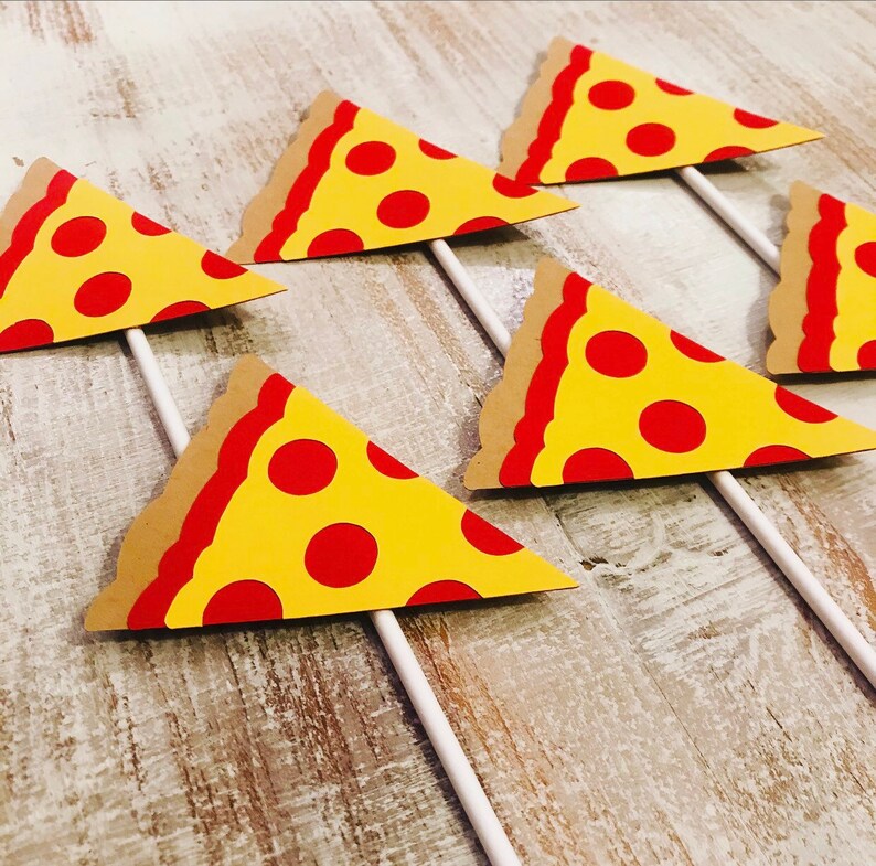 Pizza Slice Cupcake Topperspizza Partypizza Cupcakespizza Etsy