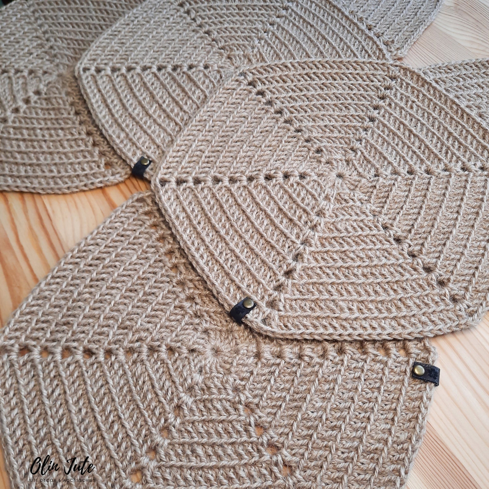 Set of 6 Jute placemat Under plate mats Crocheted napkins for Etsy
