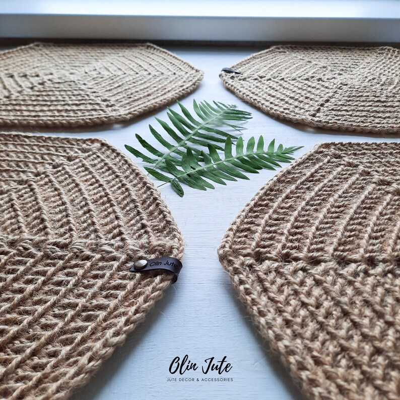 Set of 6 Jute placemat Under plate mats Crocheted napkins for Etsy