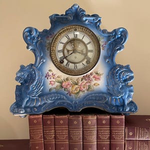 Antique 1882 ANSONIA &quot; RADICAL&quot; Victorian Porcelain Mantel Clock/ PATENTED #