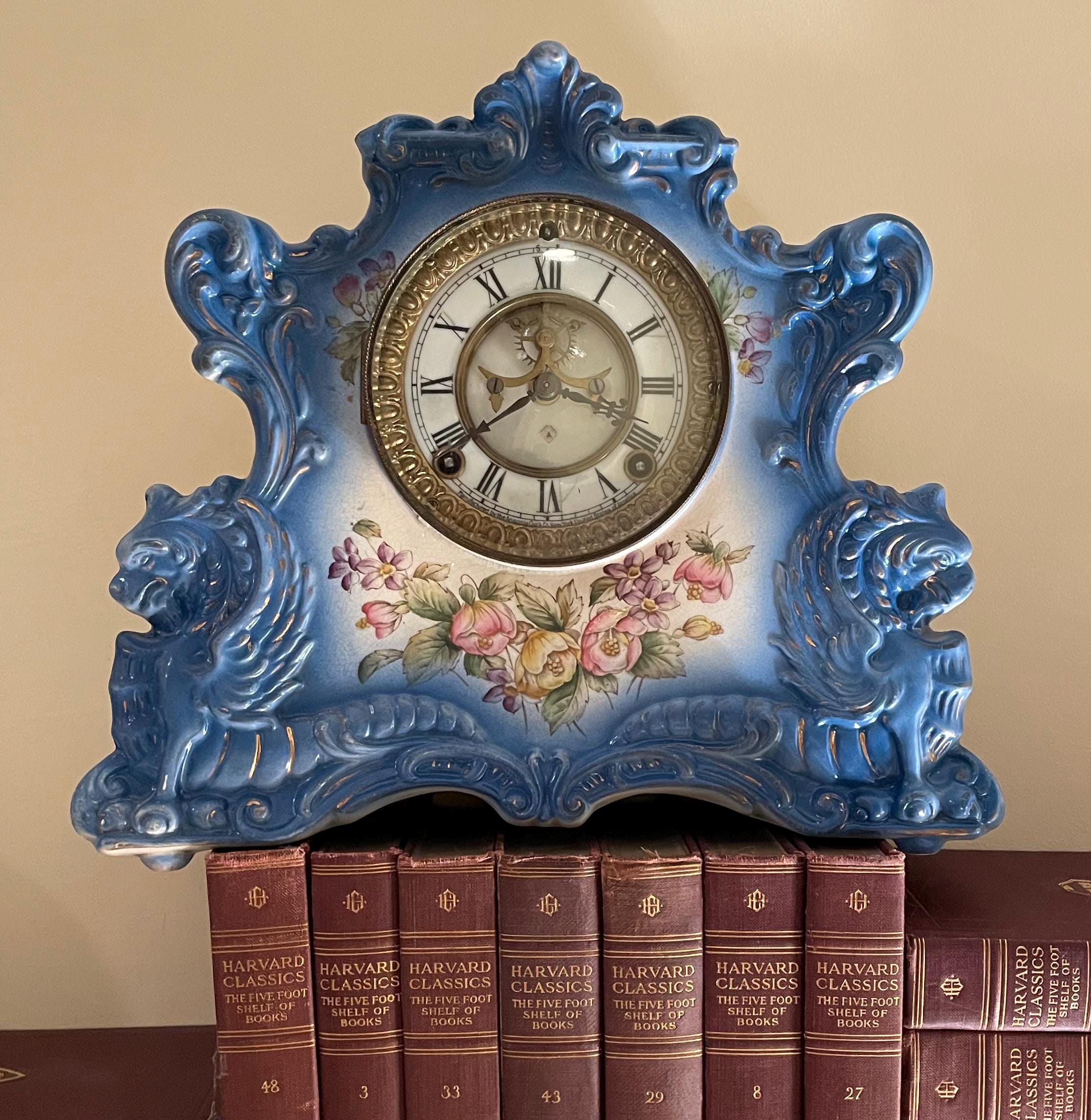 Imperial Porcelain 装飾時計 Antique 1882 ANSONIA 