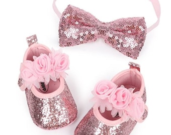Super cute fancy  shoes with headband for baby girls