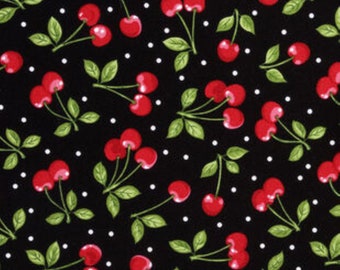 Cherry Cherries /& Dots 100/% Cotton Fabric By The Yard Half Yard or Fat Quarter