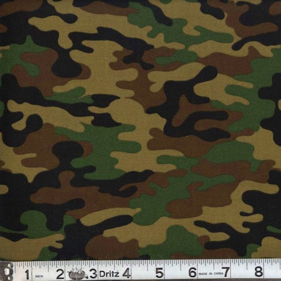 Camouflage Army 100 Quilt Cotton Fabric by the Yard Green Etsy