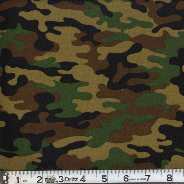 Camouflage - Army, 100% Quilt Cotton, Fabric By The Yard, Green